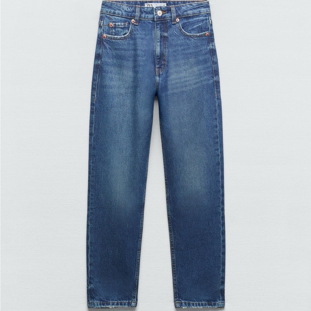 Zara Mom Fit High Waist Blue Women's Jeans